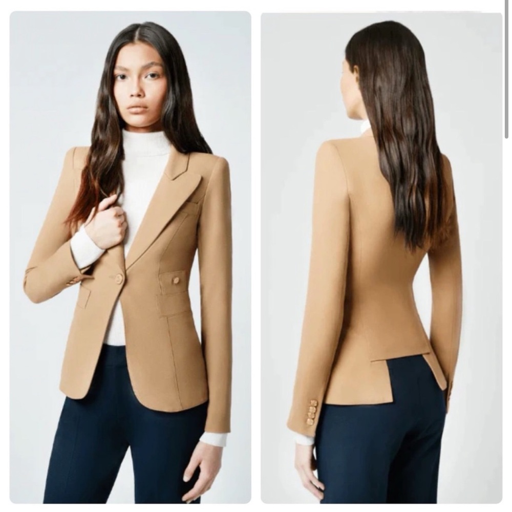 ❌SOLD❌Smythe Classic Duchess Wool Camel Tan Tailored Structured Wool Blazer - Picture 2 of 15